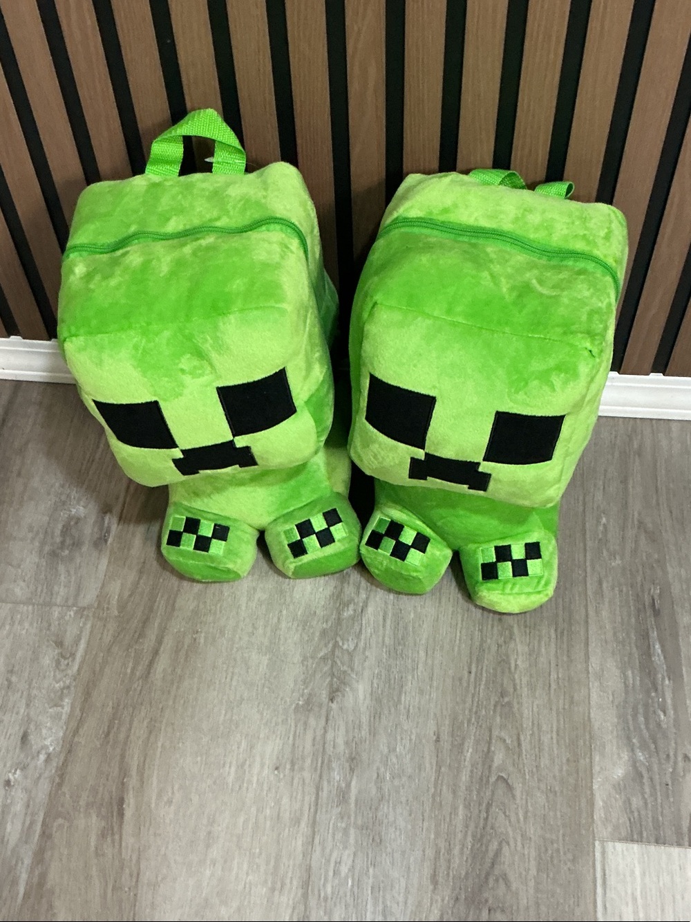 Green Pixel Creature Plush Backpack - Twin Set